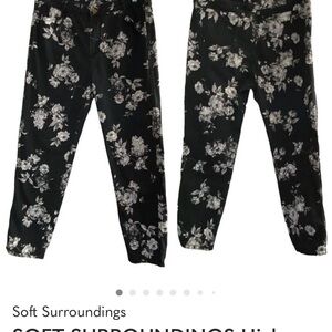 SOFT SURROUNDINGS High Rise Jeans Floral Black Gray 16 77-41
